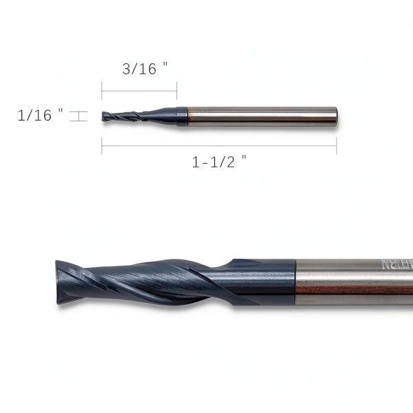 Carbide Square End Mill - 2 Flute - 1/16" 2T (5 Piece, 1/16") - for Milling Alloy Steels, Hardened Steel, Metal & More – Mill Bits Sets for DIYers & Professionals by LU&MN-1