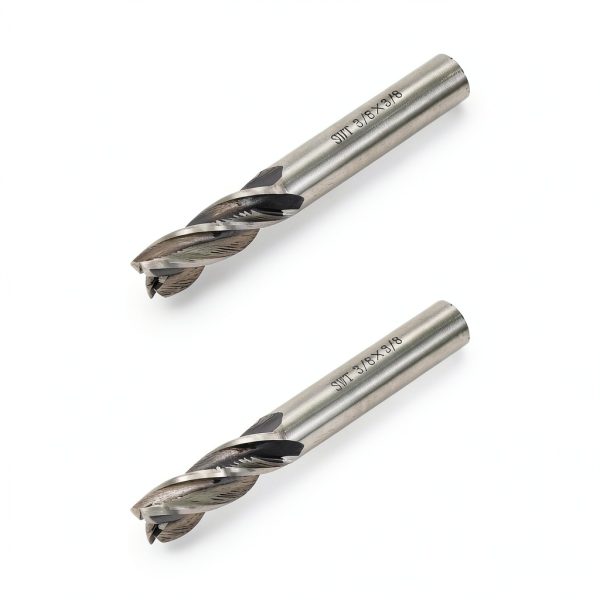 Rannb Square End Mill 3/8" Dia x 3/8" Shank 4 Flute Cutter 2pcs-0