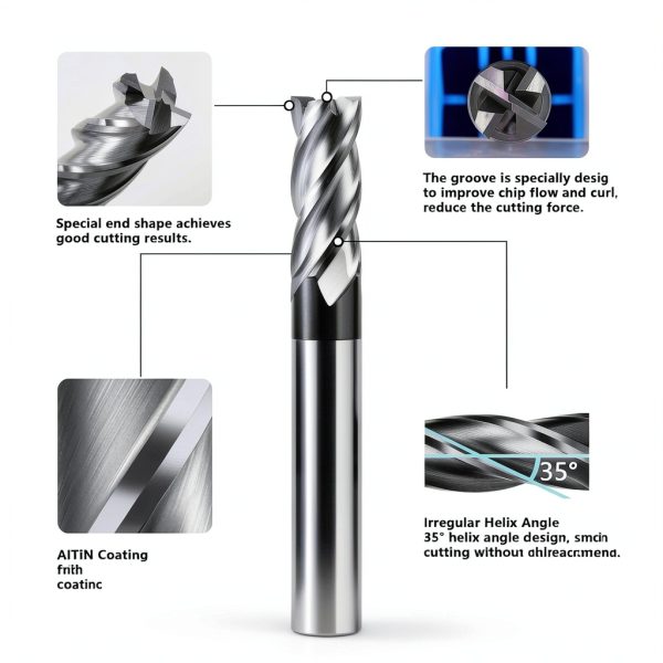 5pcs 1/8" Carbide Square End Mill Set by AYCHOLIZ 4 Flute AlTiN Coated-2