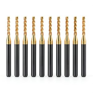 Tools 10Pcs 1.8mm TiN Carbide End Mill Sq Nose Bits WEXWE 1/8" Shank-0