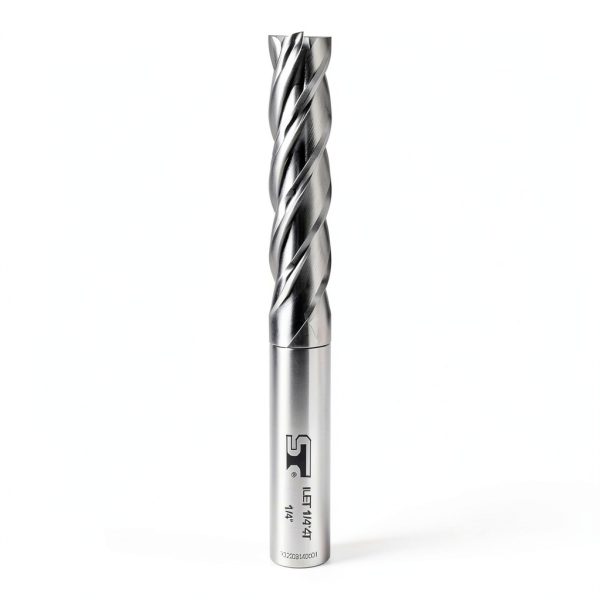 SPEED TIGER Micrograin Carbide Square Long Flute End Mill - 1/4" Diameter 1-1/8" Flute Length, 4" OVL, 4 Flutes - ILET (2 Pieces, 1/4") - for Alloy Steels, Hardened Steel & Metal– Mill Bits Sets-0